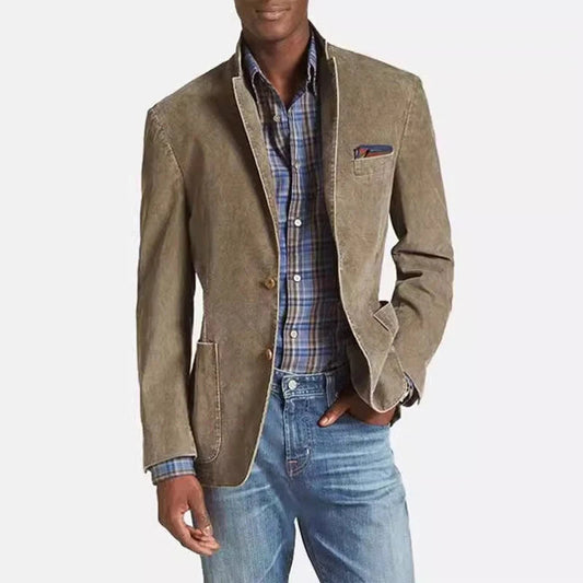 Heren Jasje van Ademend Katoen met Notch Lapel en Relaxed Fit 0
