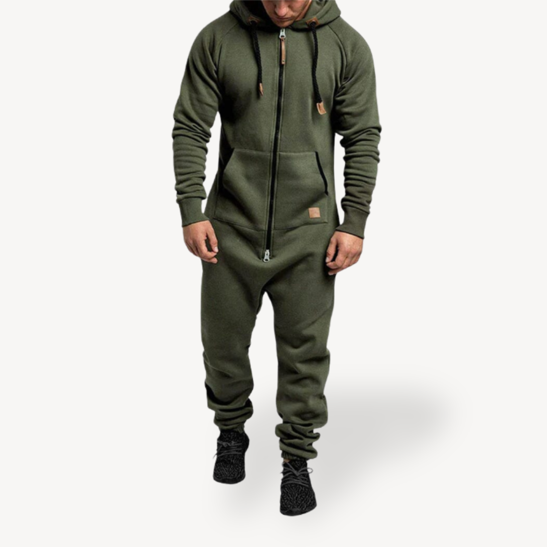 Heren Jumpsuit met Rits en Verstelbare Kap voor Casual en Actieve Gelegenheden 0