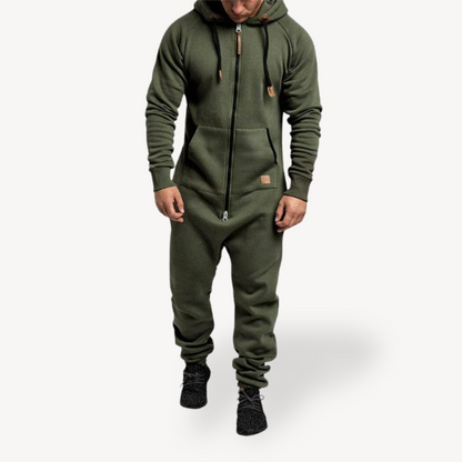 Heren Jumpsuit met Rits en Verstelbare Kap voor Casual en Actieve Gelegenheden 0
