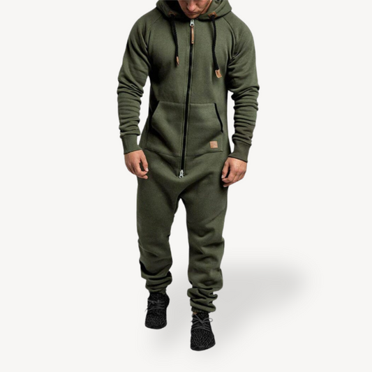 Heren Jumpsuit met Rits en Verstelbare Kap voor Casual en Actieve Gelegenheden 0