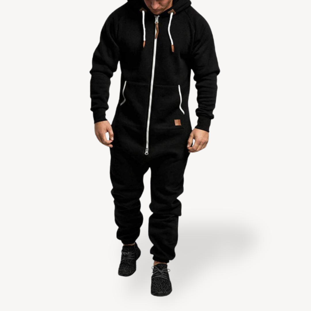 Heren Jumpsuit met Rits en Verstelbare Kap voor Casual en Actieve Gelegenheden 1