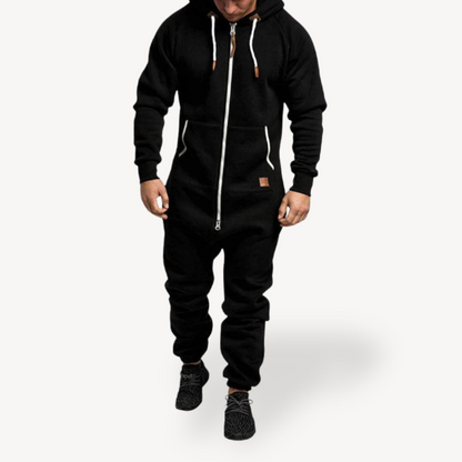 Heren Jumpsuit met Rits en Verstelbare Kap voor Casual en Actieve Gelegenheden 1