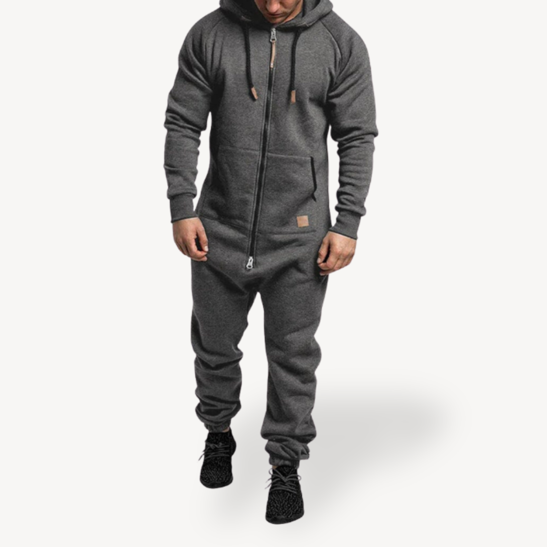 Heren Jumpsuit met Rits en Verstelbare Kap voor Casual en Actieve Gelegenheden 2