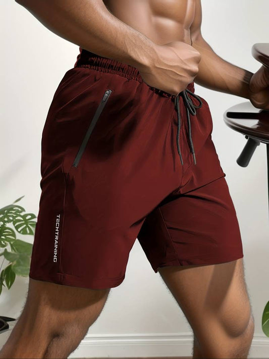 Heren Korte Broek met Sneldrogend Materiaal en Comfortabele Pasvorm voor Zomeractiviteiten Wijnrood