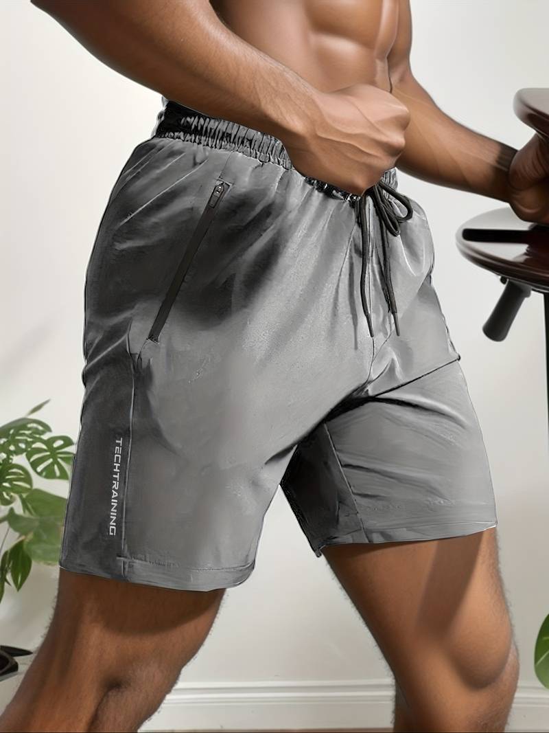 Heren Korte Broek met Sneldrogend Materiaal en Comfortabele Pasvorm voor Zomeractiviteiten Grijs