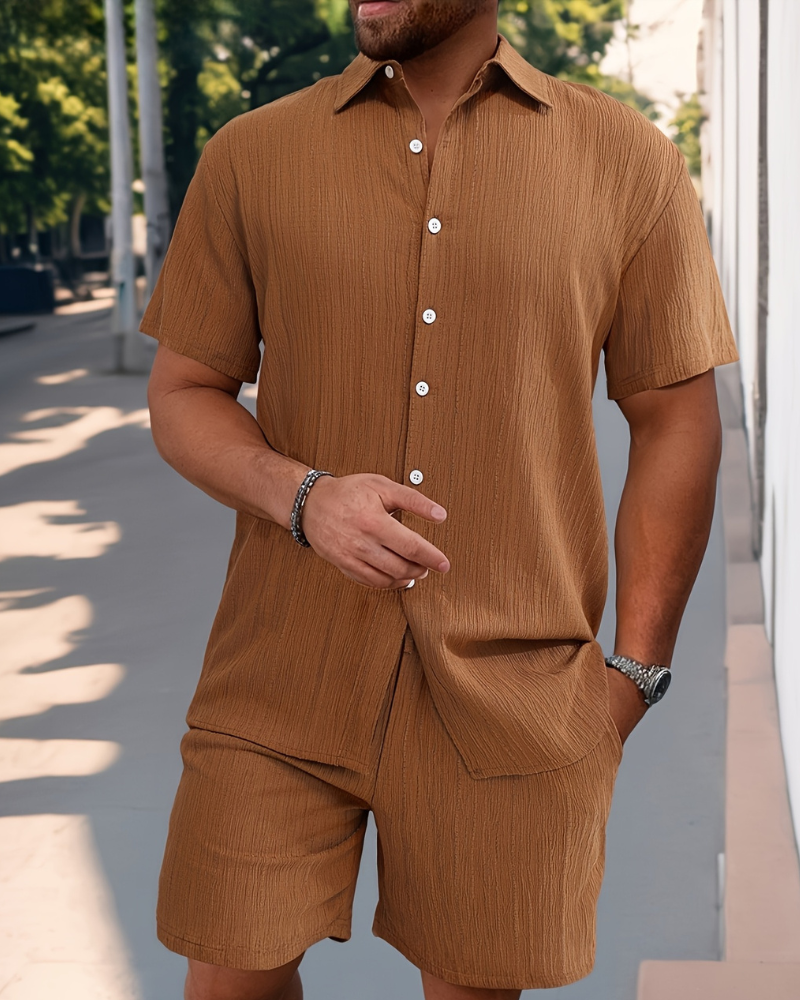 Heren Korte Broek met Zomers Shirt en Comfortabele Pasvorm 2