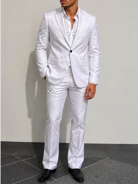 Heren Kostuum met Blazer en Broek Wit
