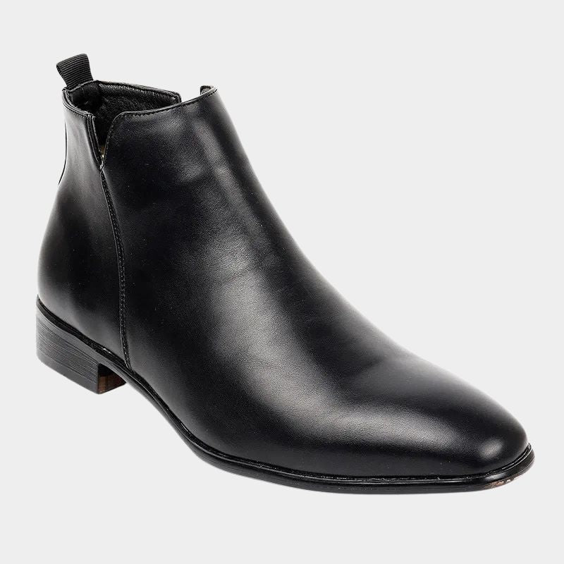 Heren Chelsea Boots Enkellaarzen met Rits en Lage Hak Zwart