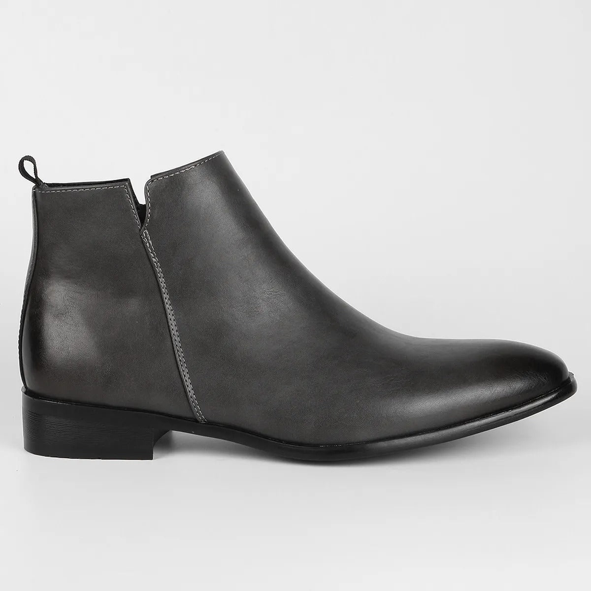 Heren Chelsea Boots Enkellaarzen met Rits en Lage Hak Donkergrijs