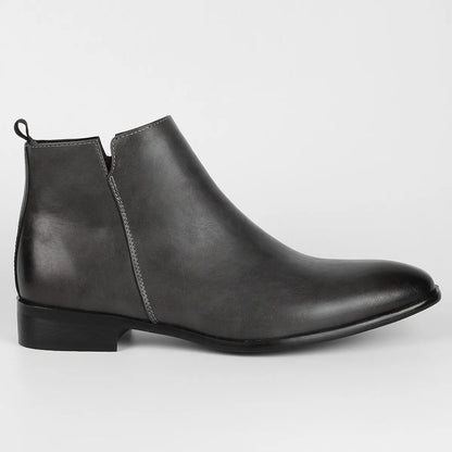 Heren Chelsea Boots Enkellaarzen met Rits en Lage Hak Donkergrijs