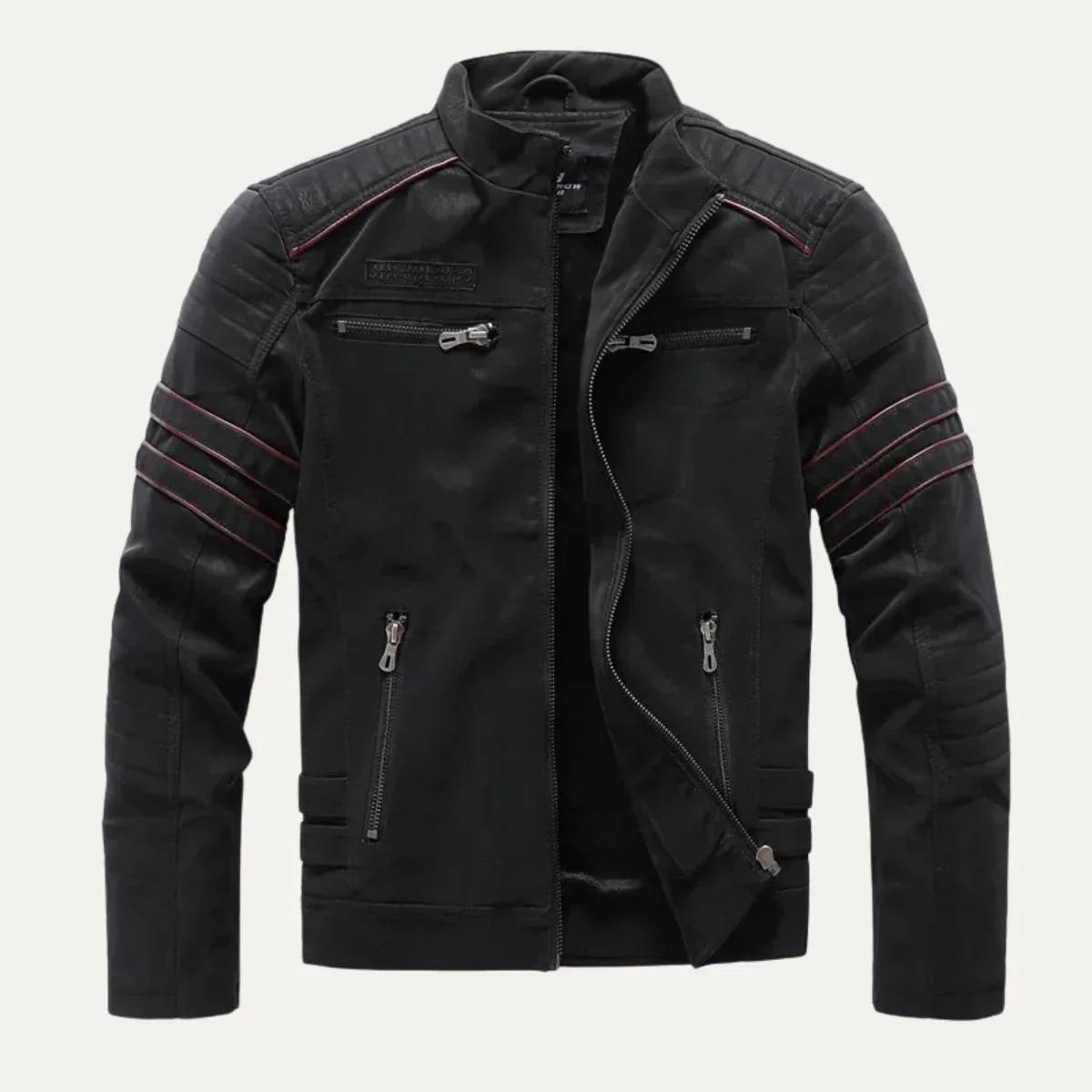 Heren Leren Jack met Fleece Voering en Vintage Details 0