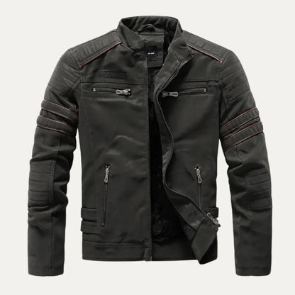 Heren Leren Jack met Fleece Voering en Vintage Details 1