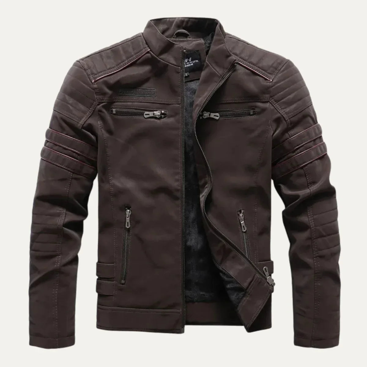 Heren Leren Jack met Fleece Voering en Vintage Details 2