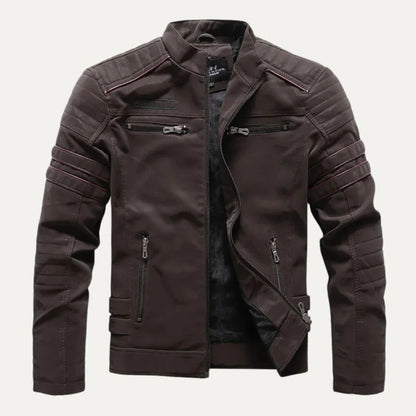 Heren Leren Jack met Fleece Voering en Vintage Details 2