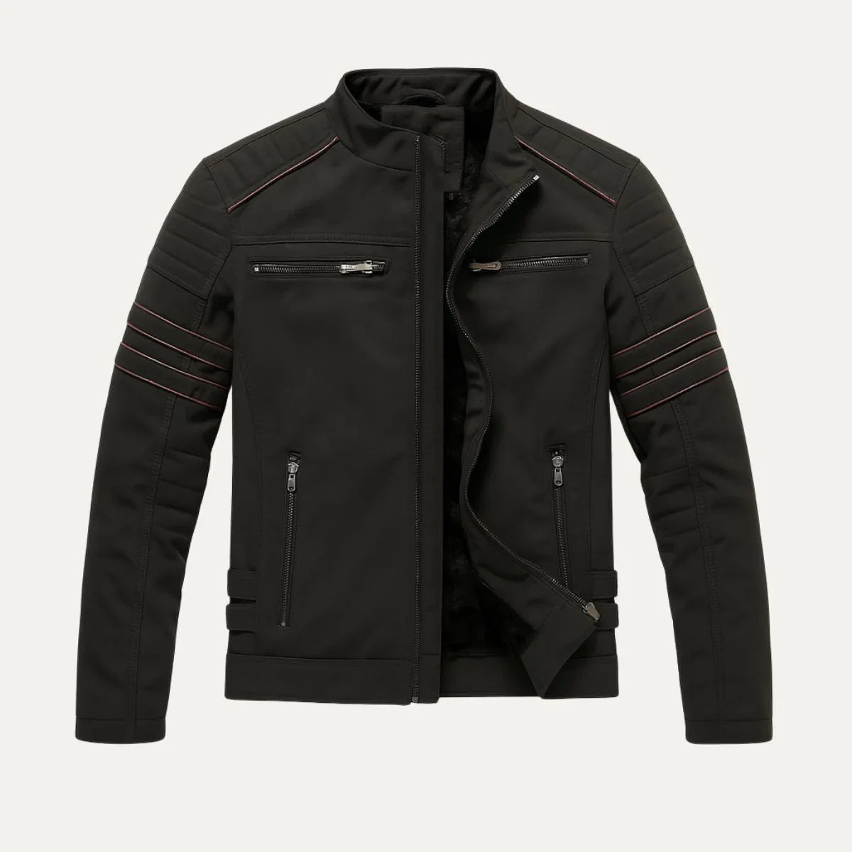 Heren Leren Jack met Fleece Voering en Vintage Details 3