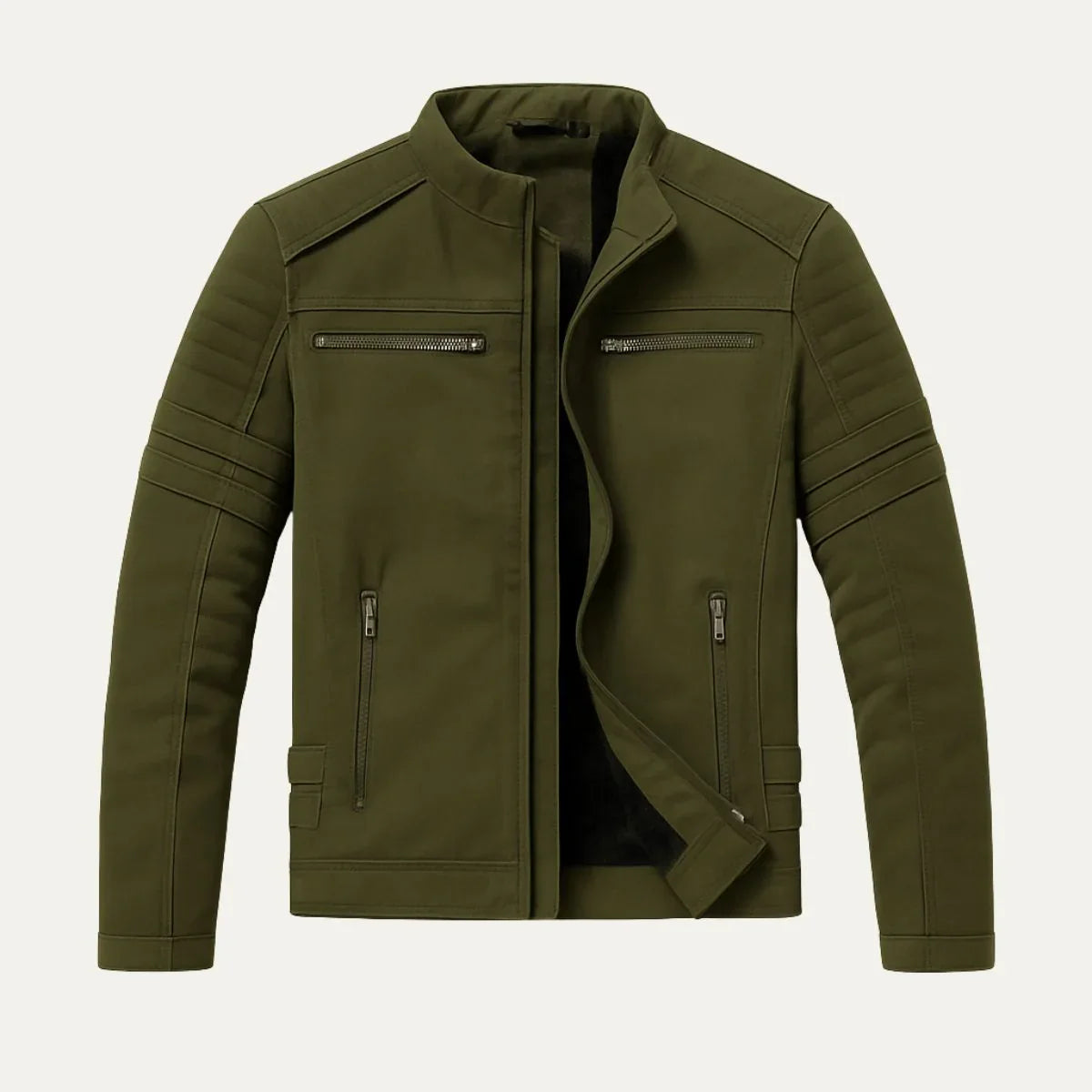 Heren Leren Jack met Fleece Voering en Vintage Details 4