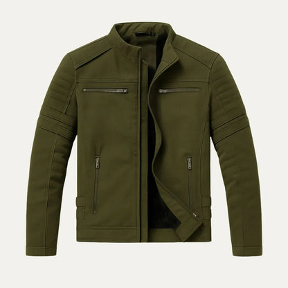 Heren Leren Jack met Fleece Voering en Vintage Details 4