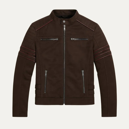 Heren Leren Jack met Fleece Voering en Vintage Details 5
