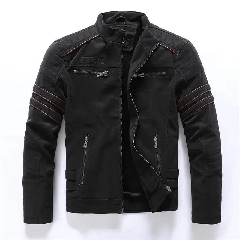 Heren Leren Jack met Fleece Voering en Vintage Details 6