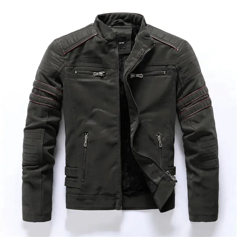 Heren Leren Jack met Fleece Voering en Vintage Details 7