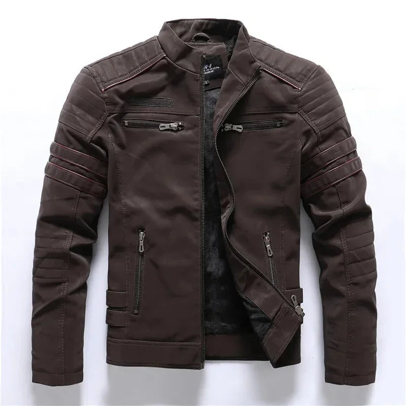 Heren Leren Jack met Fleece Voering en Vintage Details 8