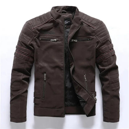 Heren Leren Jack met Fleece Voering en Vintage Details 8