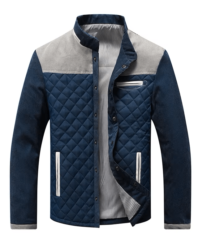 Heren Leren Jacket met Patchwork Ontwerp en Slim Fit 1