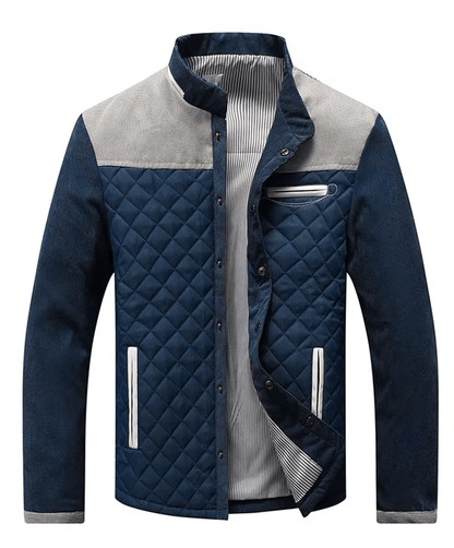 Heren Leren Jacket met Patchwork Ontwerp en Slim Fit 1