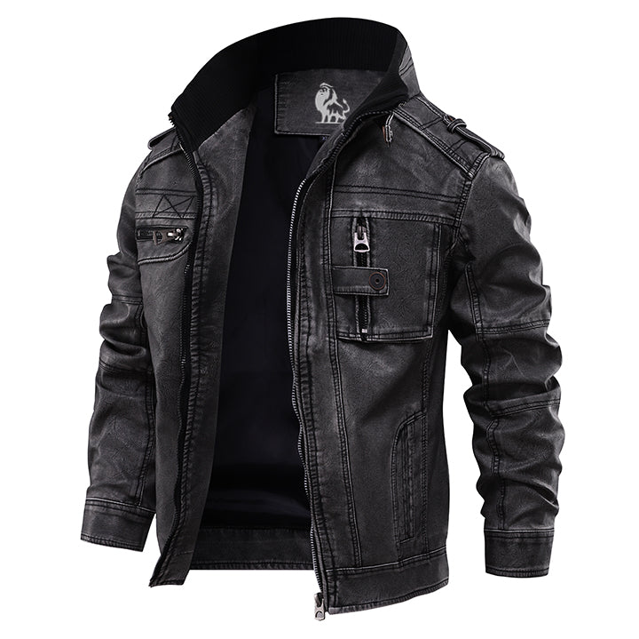 Heren Leren Jacket met Waterbestendige Afwerking en Premium PU 0