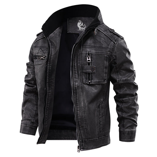 Heren Leren Jacket met Waterbestendige Afwerking en Premium PU 0