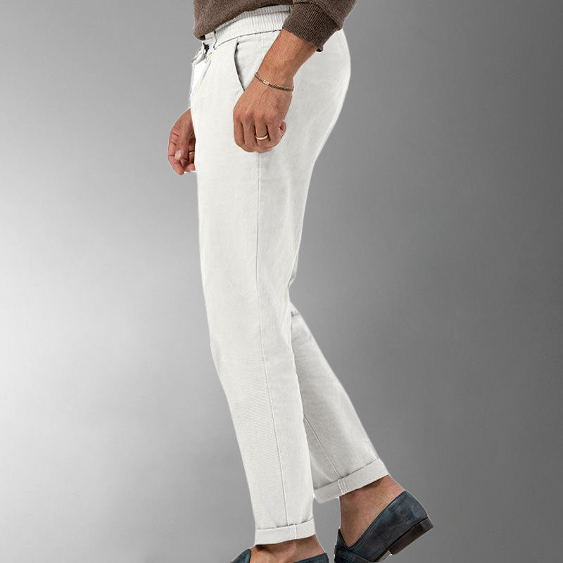 Heren Linnen Broek met Elastische Taille en Comfortabele Pasvorm 2