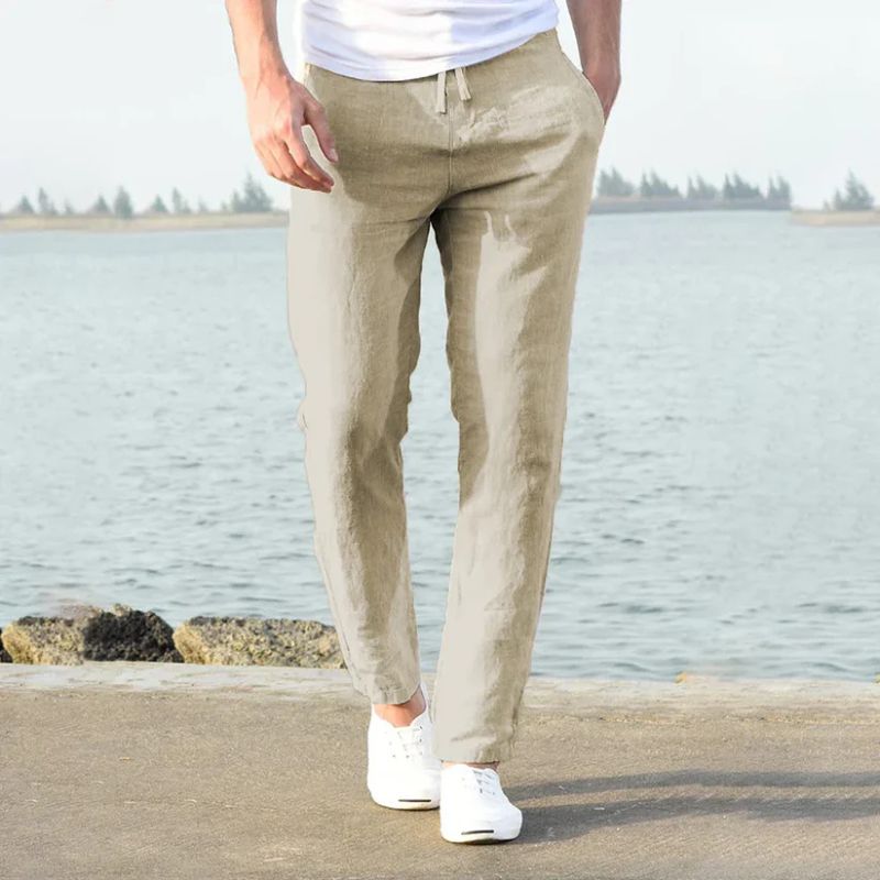 Heren Linnen Broek met Relaxte Pasvorm en Ademend Ontwerp 1