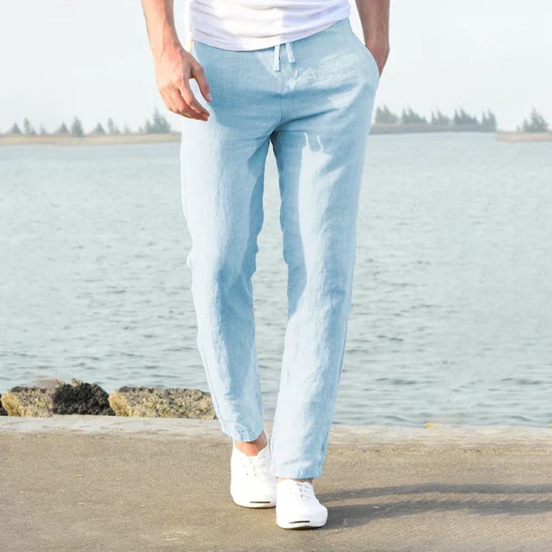 Heren Linnen Broek met Relaxte Pasvorm en Ademend Ontwerp 2