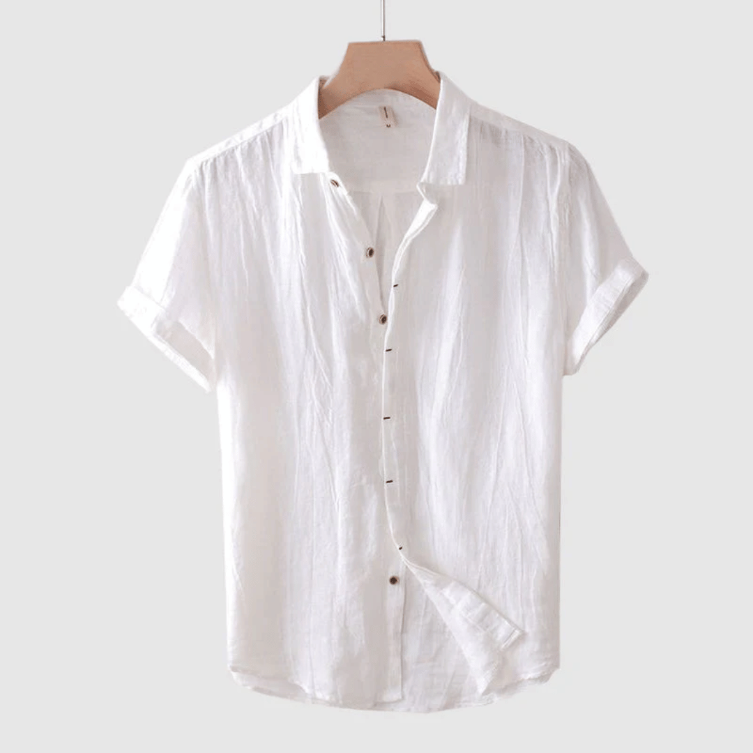 Heren Linnen Overhemd Shirt Wit