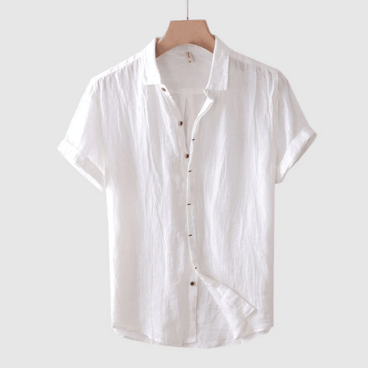 Heren Linnen Overhemd Shirt Wit