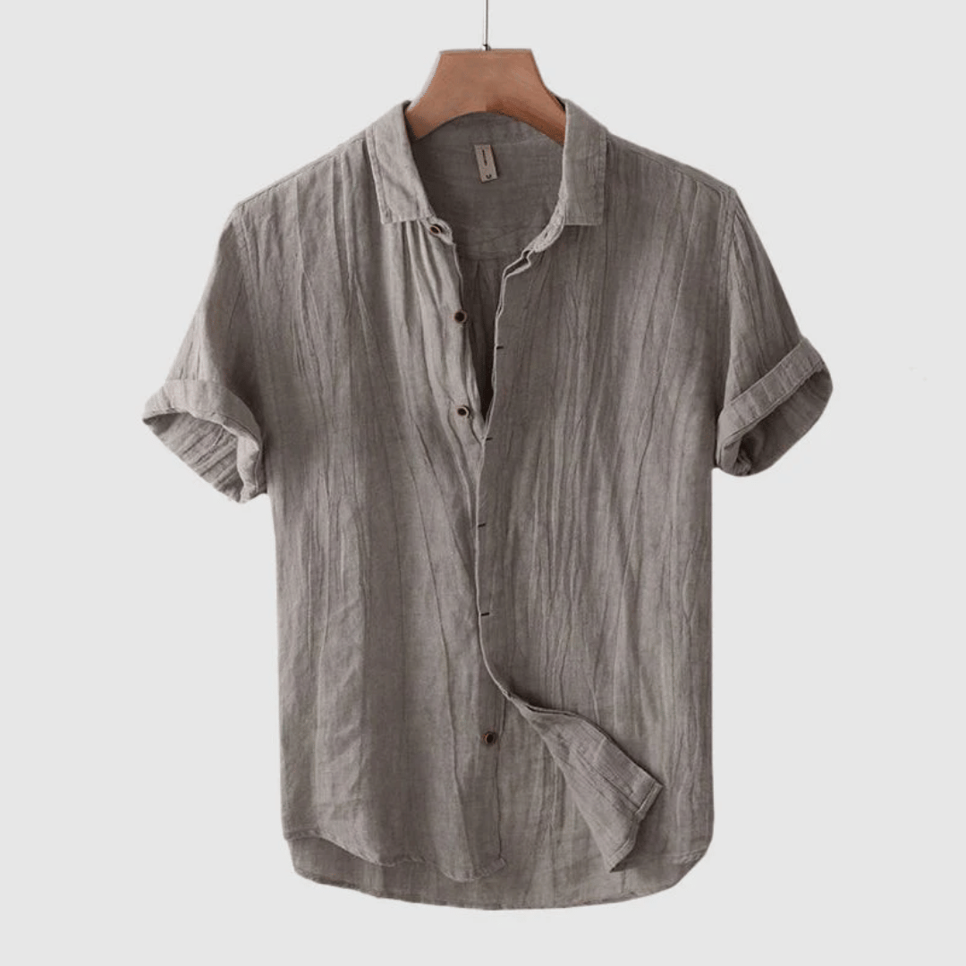 Heren Linnen Overhemd Shirt Grijs