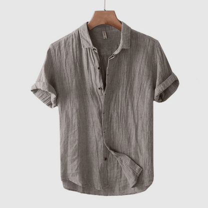 Heren Linnen Overhemd Shirt Grijs