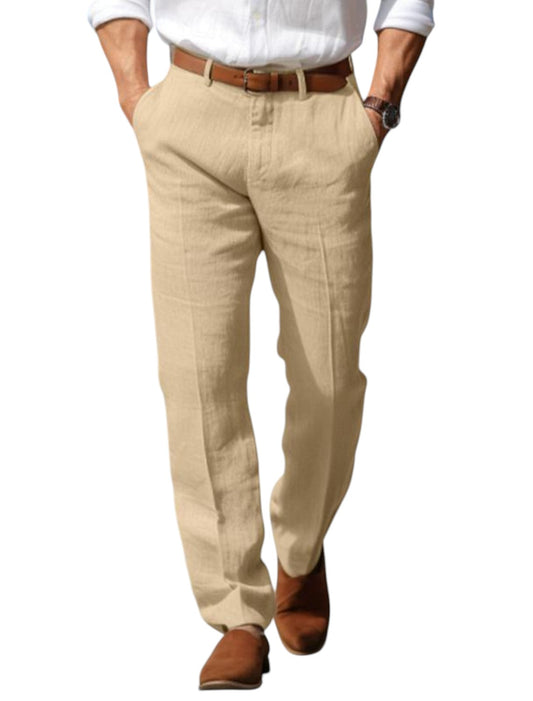 Heren Linnen Pantalon met Verzorgde Pasvorm en Ademend Comfort 0