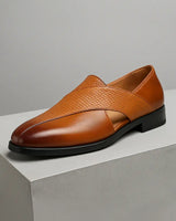 Heren Loafers met Geweven Bovenkant en Kruisbanden