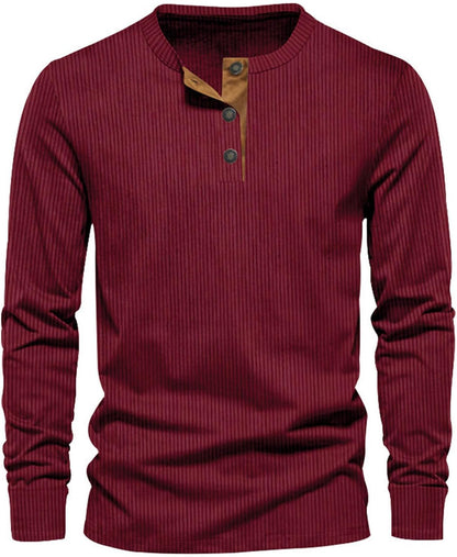 Heren Longsleeve T-Shirt met Comfortabele Pasvorm en Zacht Koordstof 0