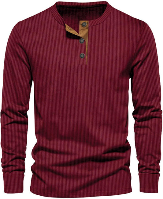 Heren Longsleeve T-Shirt met Comfortabele Pasvorm en Zacht Koordstof 0
