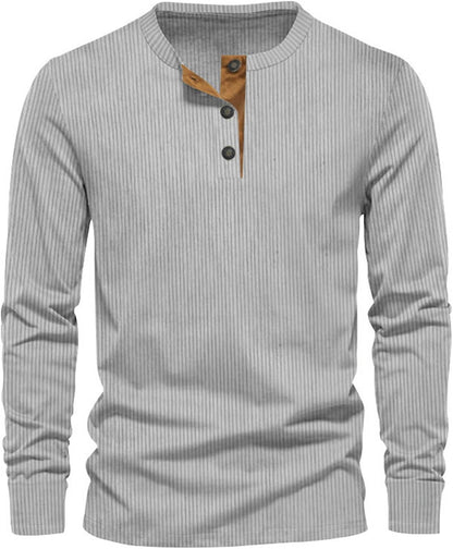 Heren Longsleeve T-Shirt met Comfortabele Pasvorm en Zacht Koordstof 2
