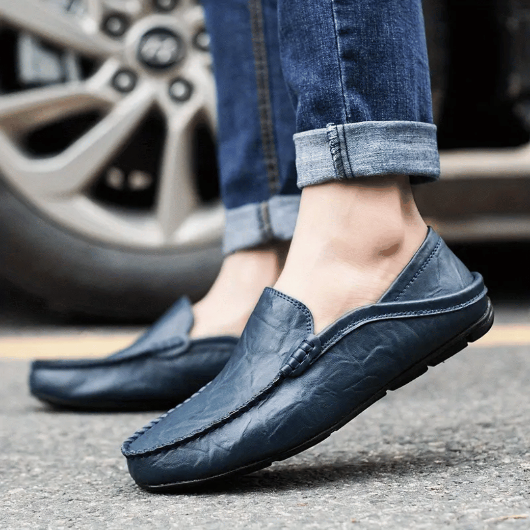 Heren Mocassins van Leer met Handgestikte Details en Comfortabele Inlegzool 10