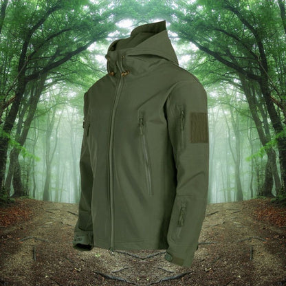 Heren Outdoor Softshell Jas met Waterafstotende Laag en Verborgen Zakken Legergroen