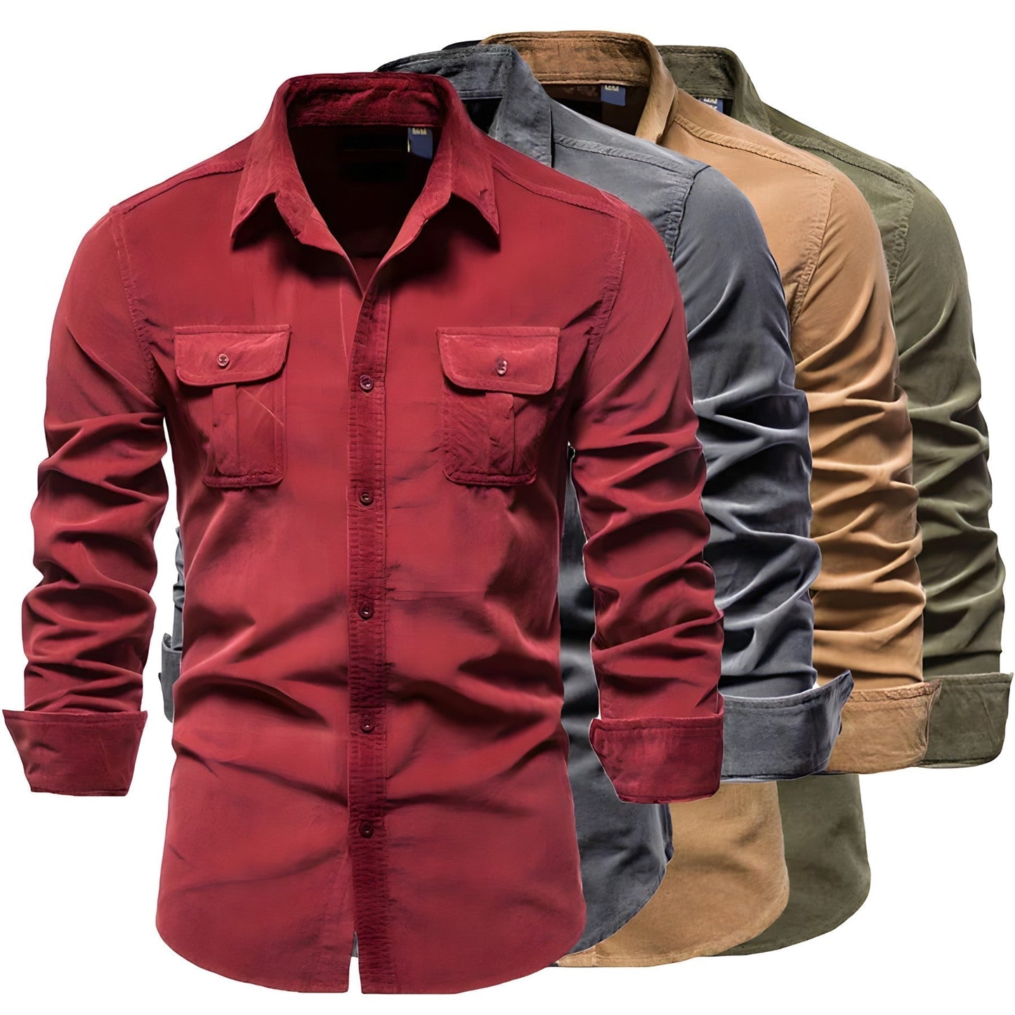 Heren Overhemd met Knoopsluiting en Casual Stijl 1