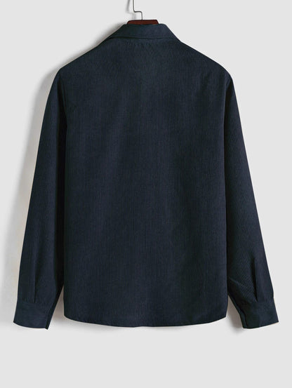 Heren Overhemd van Corduroy met Knopsluiting en Borstzak 6