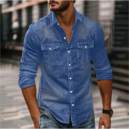 Heren Overhemd van Denim met Slim Fit en Western Details 1