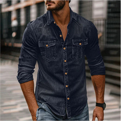 Heren Overhemd van Denim met Slim Fit en Western Details 2