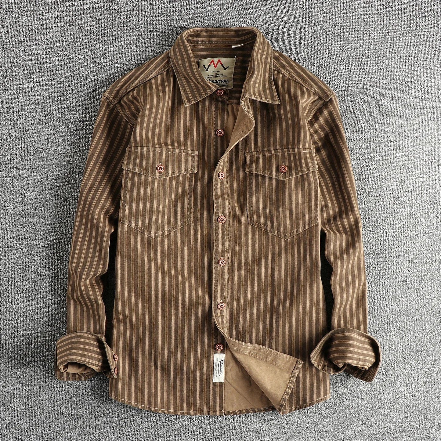 Heren Overhemd van Denim met Vintage Stijl en Gestreept Patroon 0