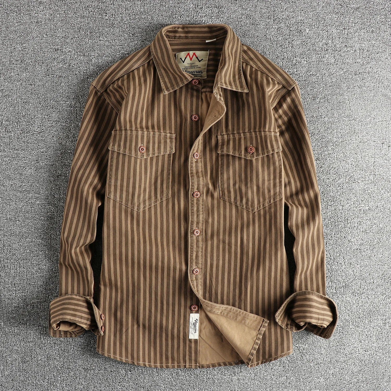 Heren Overhemd van Denim met Vintage Stijl en Gestreept Patroon 0